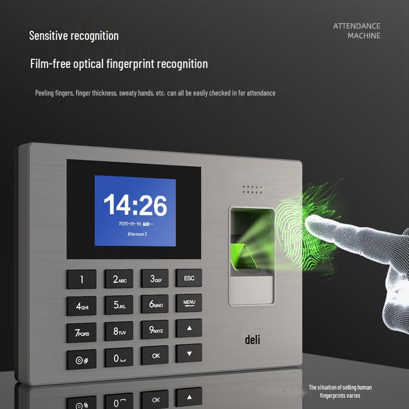 Deli 14060 Fingerprint Time Attendance Machine CN plug (adapter included)
