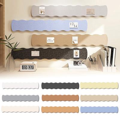 Scalloped Felt Pin Bulletin Board Bar Strips Self-Adhesive Felt Cork Board Strips for Office Home Wall Decor Stickers Memos Schedules Photos Display