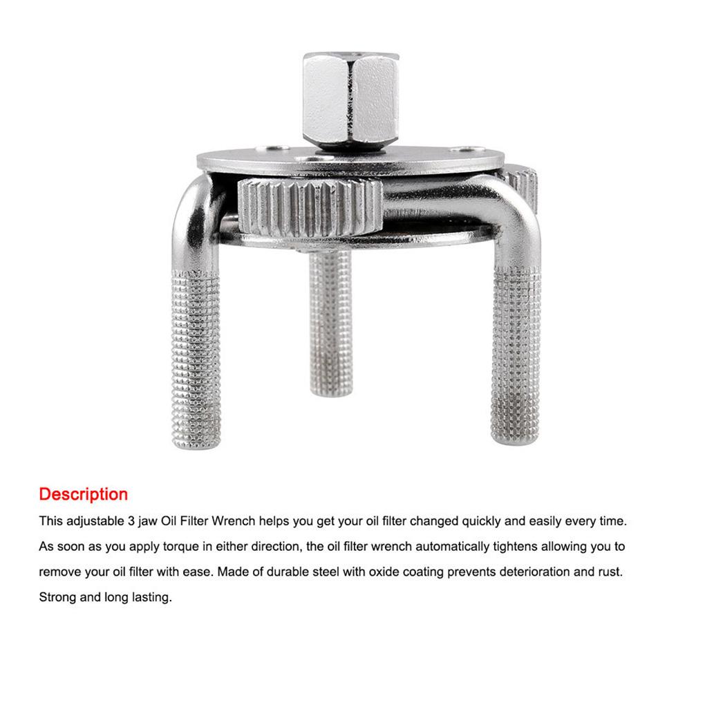 Oil Filter Wrench Set 3-Jaw Design Carbon Steel Special Industrial Wrenches