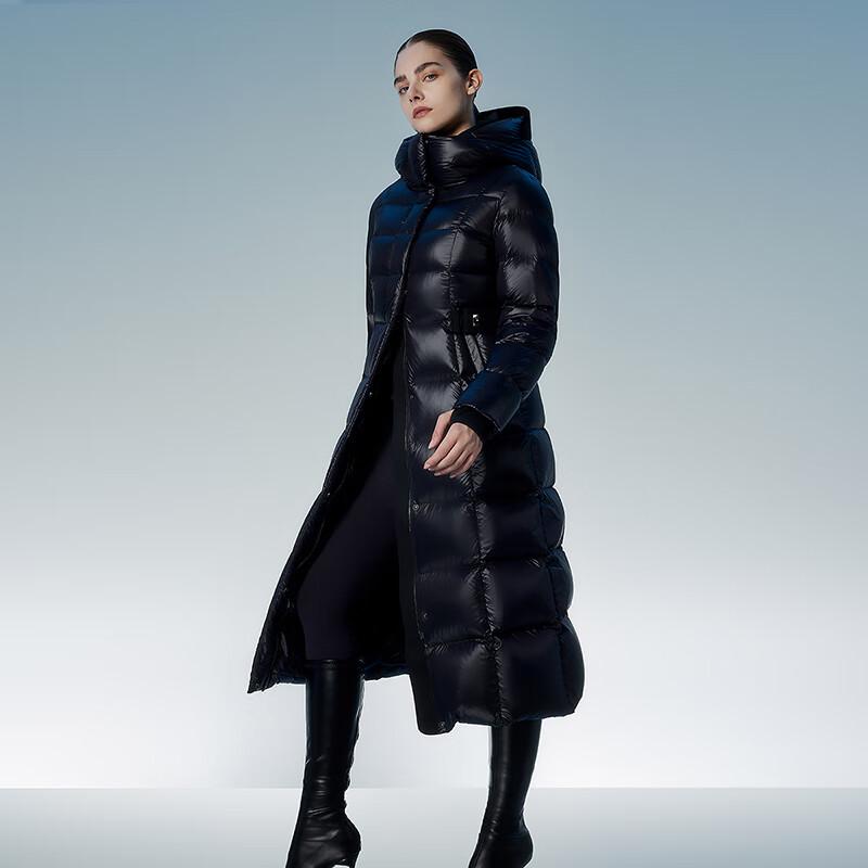 Tanboer Women's Long Goose Down Hooded Puffer Jacket