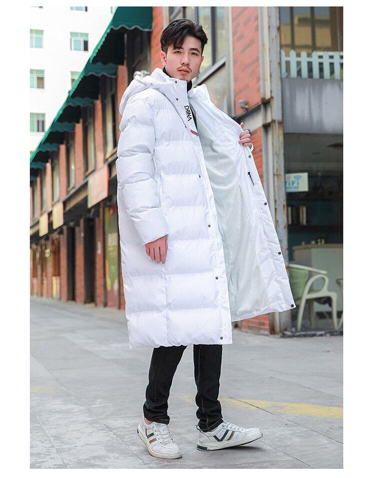 Unisex Long Winter Knee-High Coat, Couples' Cotton Jacket, Mid-Length Thickened School Uniform Style, Warm Quilt for Students.