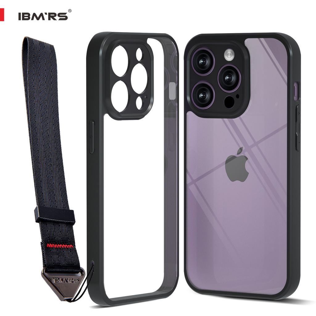 (Comes with wrist strap)IBMRS for Apple iPhone 14 pro Case 6.1 Inches camo Transparent Hard Back Shockproof TPU Frame Case