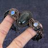 Labradorite Gemstone Copper Wire Wrap Cuff Bangle Adjustable