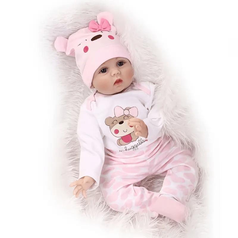 BZDOLL 55 CM 22 Inch Soft Vinyl Reborn Girl Baby Doll Toy Realistic Like Real Bebe Princess Toddler Dress Up Boneca