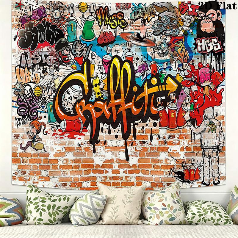 Hip pop Wall Tapestry Aesthetic Wall Hanging Printed Fabric Blanket Decorative Tapestries for Bedroom Living Room Home Decor