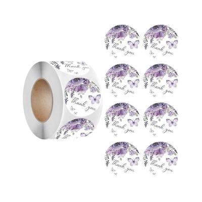 Round Sticker Thank You Labels Envelope Sticker Flower Print Labels for Wedding Bridal Shower Birthday Decoration