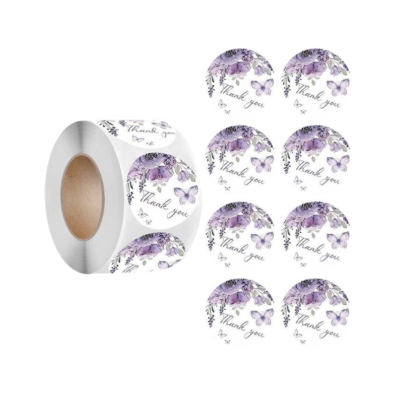 Runde Aufkleber Dankeschön Etiketten Umschlagaufkleber Etiketten mit Blumendruck für Hochzeit Brautparty Geburtstagsdekoration