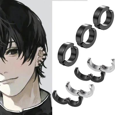 2 stuks Anime Chainsaw Man Yoshida Hirofumi Cosplay Oorclips Oorbellen Dames Heren Punk Zwart Niet Gepiercet Nep Oorring Pop Sieraden