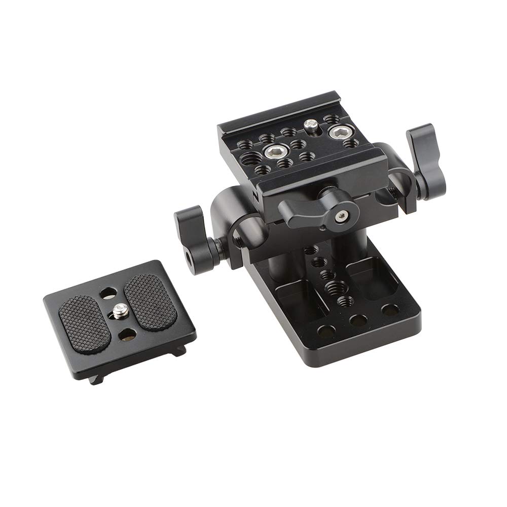 CAMVATE Universal Base Plate (for Arca-Swiss Compatible) with Adjustable Height and 15mm Rail Rod Support System for Stabilization