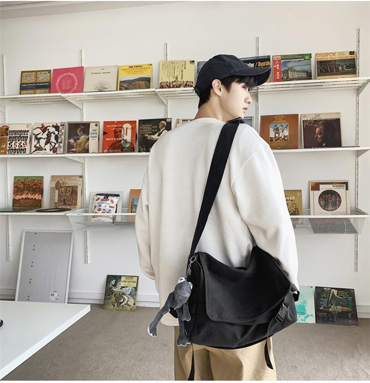 Messenger Bag aus Canvas für Herren mit großem Fassungsvermögen – lässiges, schlichtes Design für Studenten und Jungen