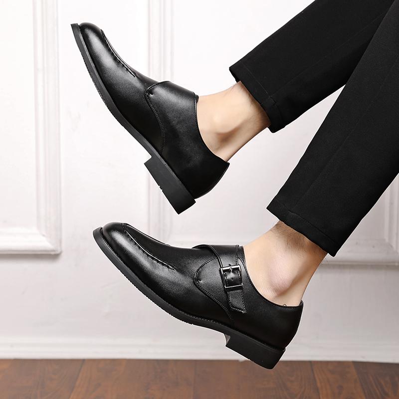 Spring Men’s Dress Shoes Quality Leather Brand Wedding Loafers Decorate Buckle Casual Business Shoes for Successful Men's Shoes