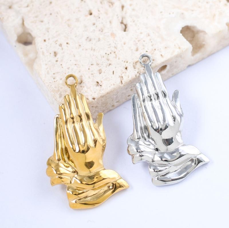 3Pcs Stainless Steel Faith Charm Praying Hand Pendants for Necklaces Bracelets Earrings Jewelry Making Accessories