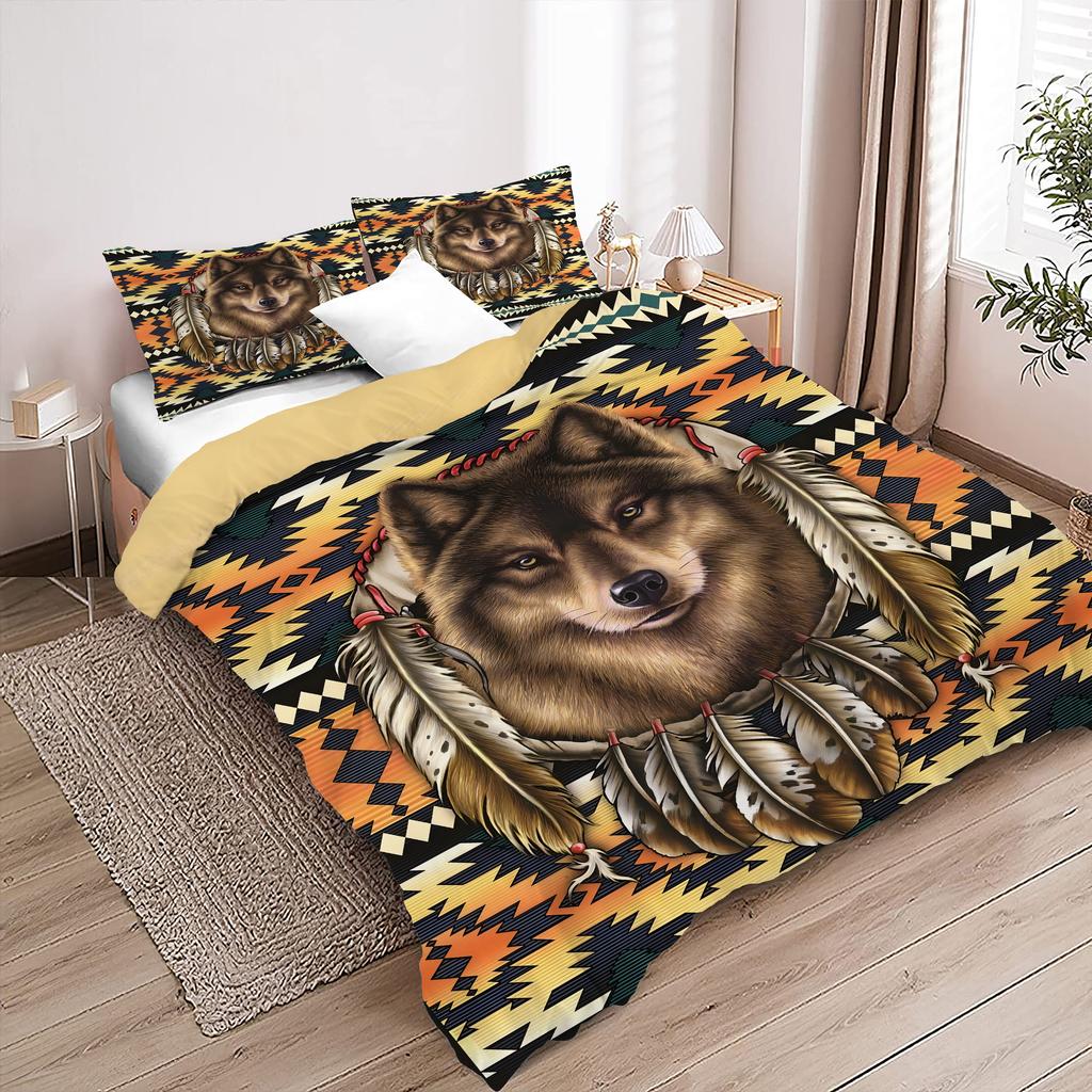 Wolf Head Pattern 3D Print Duvet Cover set Exotic wildlife style Bedding set Soft Comfortable luxury Quilt Cover set Pillowcases