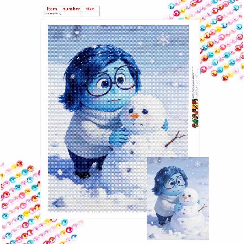 Disney 5D Diamond Painting Kit Inside Out Sadness Snowman Home Decor, Perfect Holiday Gift Round 20x30cm