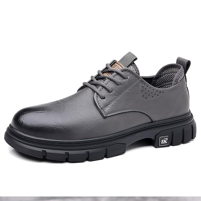 

2025 new leather men s shoes low-top British style leather shoes men s trendy versatile soft sole Korean version casual tooling shoes men s 44