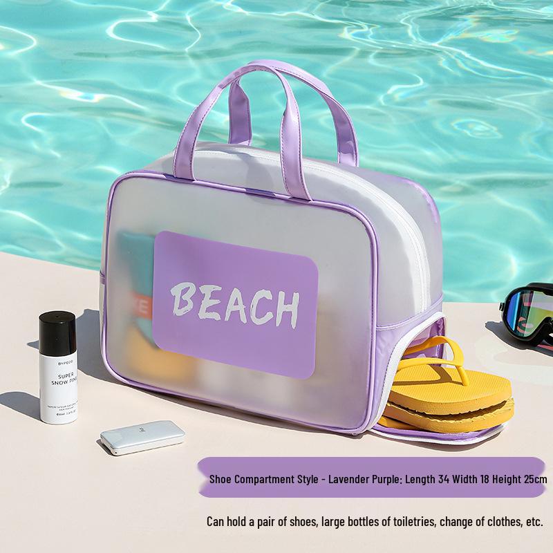 Transparent Waterproof Toiletry Bag - Large Capacity for Men, Wet/Dry Separation, Swimsuit Storage, Portable Travel Organizer