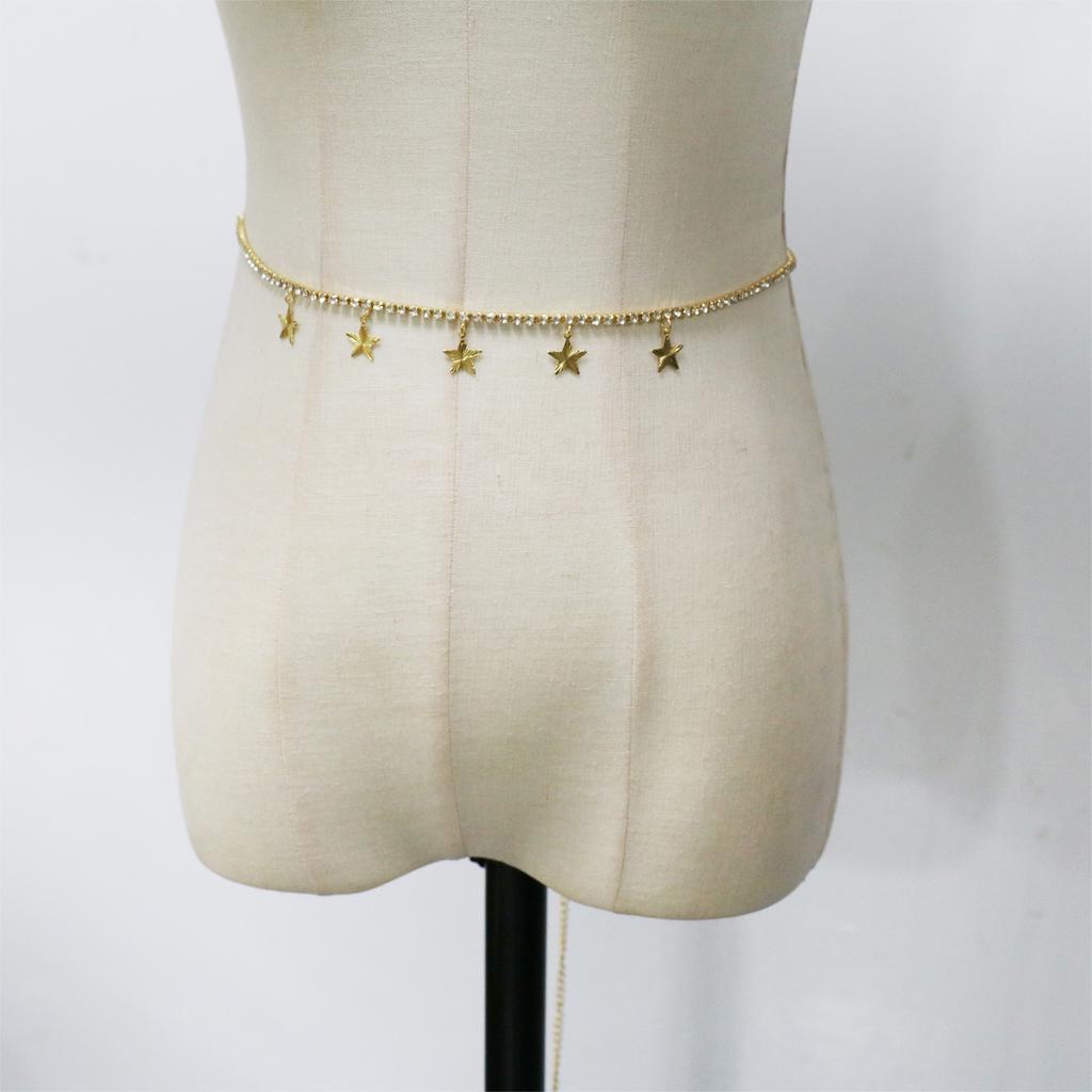 Fashion Accessories, Pentagram Rhinestone Waist Chains, Nightclub Sexy Body Jewelry Accessories Unisex