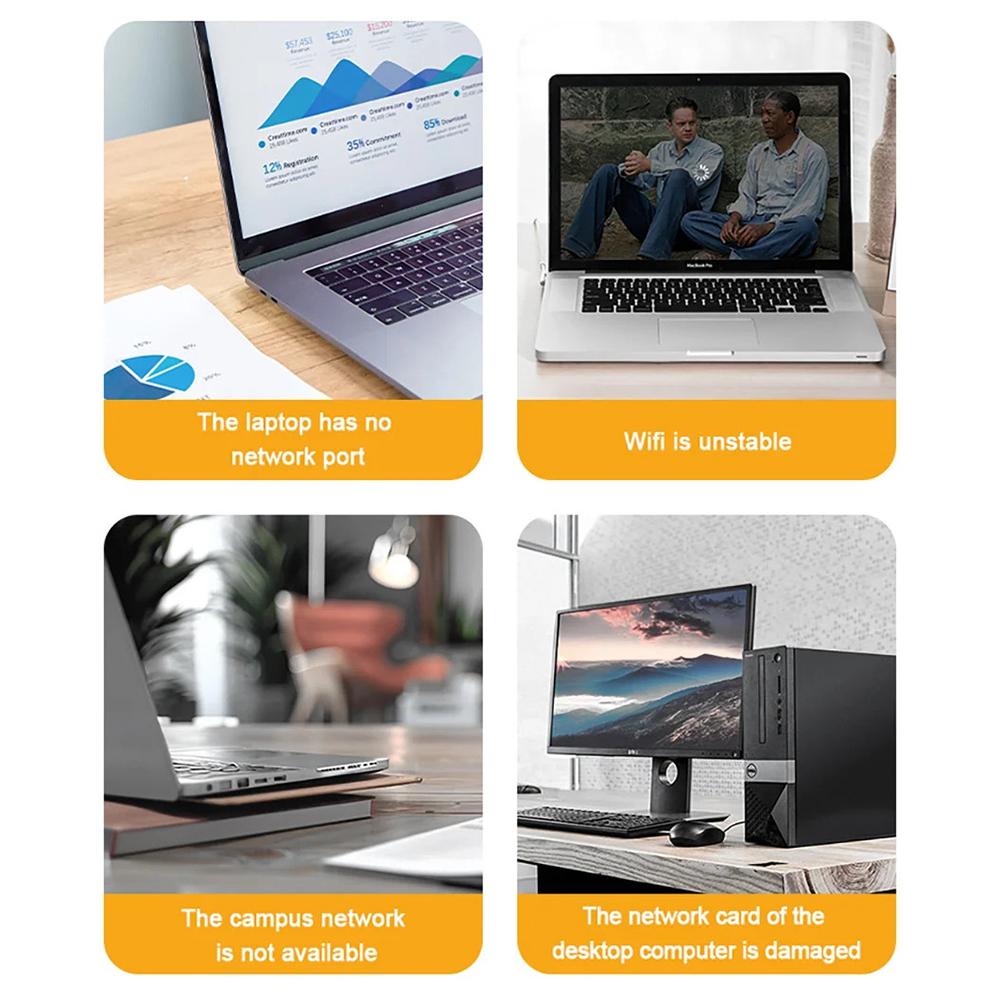 USB-C to Ethernet Cable 1.2m/3.9ft Type C to RJ45 Cord Gigabit LAN Network for iPhone 15 Series/iPad/MacBook