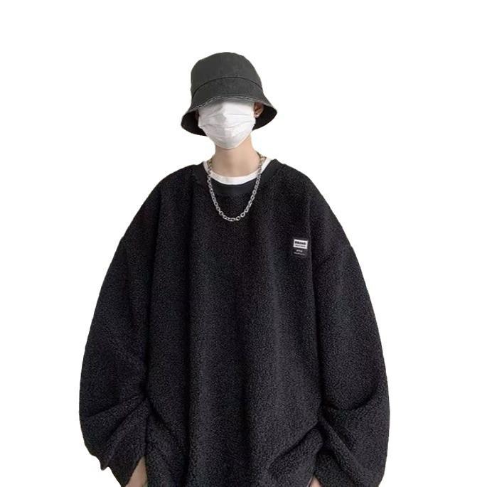 Autumn Winter Men's Harajuku Round Neck Hoodie - Trendy, Versatile, Plus Velvet