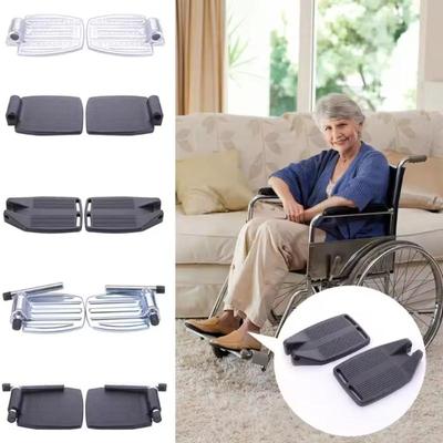 1/2Pcs Universal Non-Slip Wheelchair Footrest Pedal Foldable Replacement with Leg Tube Wheelchair Footboard for Enhanced Comfort