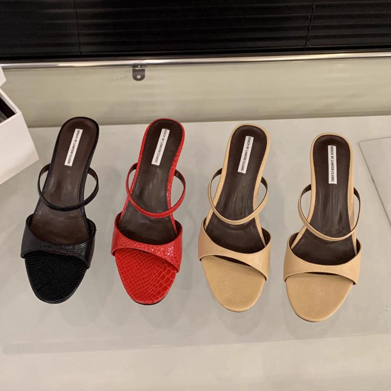 Fashion SUOJIALUN 2025 Summer New Brand Women Slipper Fashion Shallow Slip On Open Toe Ladies Slides Thin Low Heel Dress Pumps Shoes