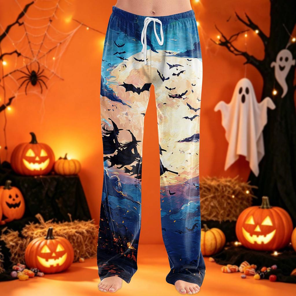 Women's Pajama Pants with Drawstring Halloween Print Relaxed Fit for Casual