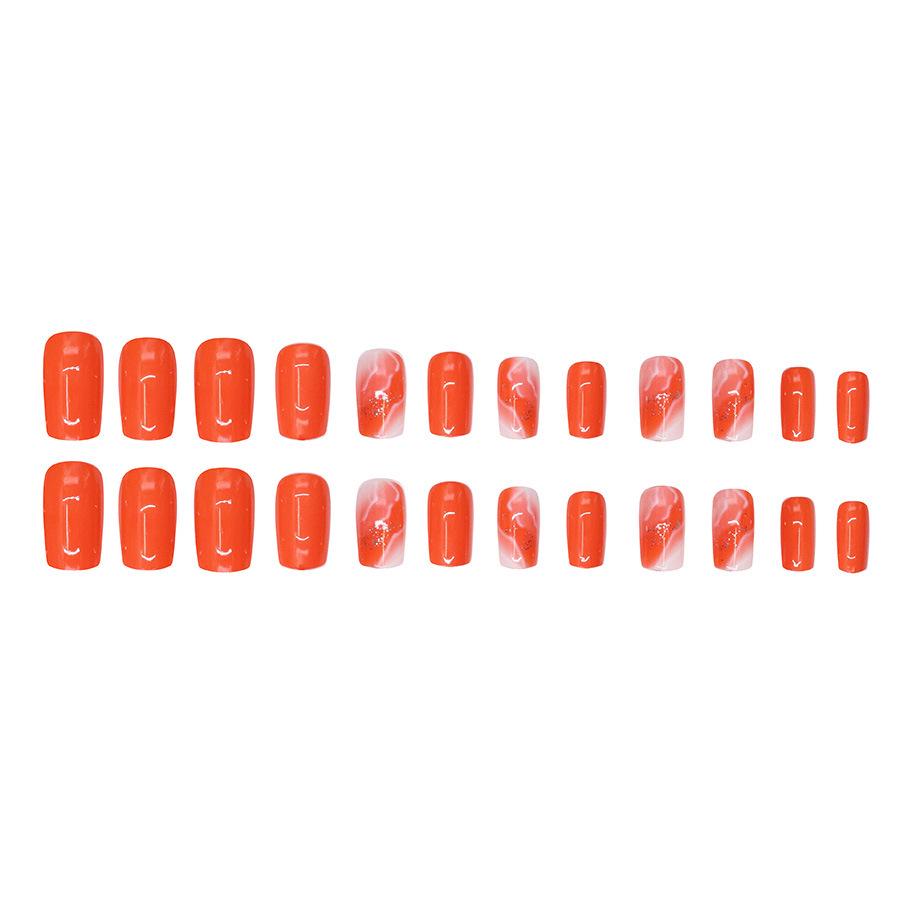 Verlauf Orange Süß Mode Nagelsticker - 24 Abnehmbare Stück, Europäischer & Amerikanischer INS Stil