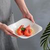 Jieyajie Ceramic Plates, Household White Porcelain Dishes, 8.5-Inch Chinese Square Deep Plates, Soup Plates, Microwave-Safe, Set of 4