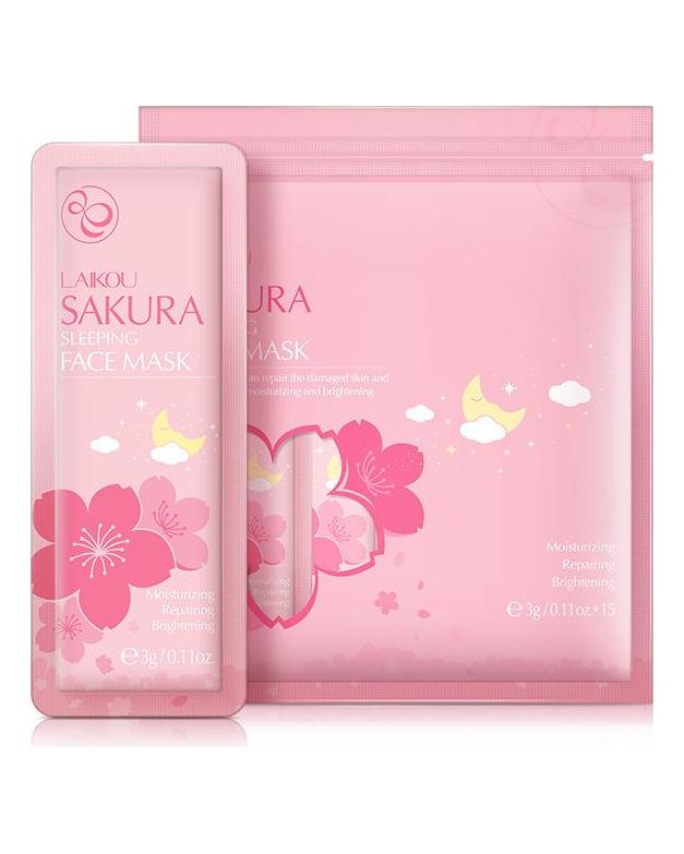 LAIKOU Sakura Seaweed Centella Snail Collagen Maska do spania