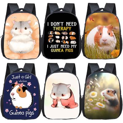 Cartoon Hamster / Pet Guinea Pig Print Backpack  Kids Schoolbags Boy Girl Kindergarten Baby Toddler Bookbag