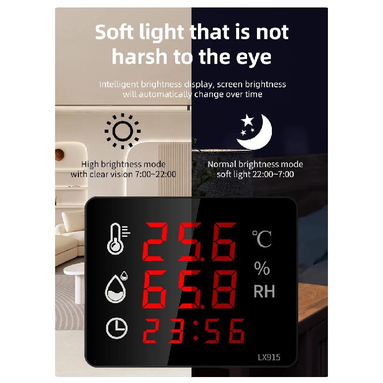 Digital Hygrometer Outdoor Indoor Sauna Thermometer WIth Alarm Digital Wall Clock Temperature Meter And Sensor