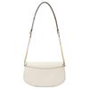 Michael Kors Mila Oval Flap Design Gold Lock Element Cow Split Leather Shoulder Crossbody Bag Medium Women's Milk White