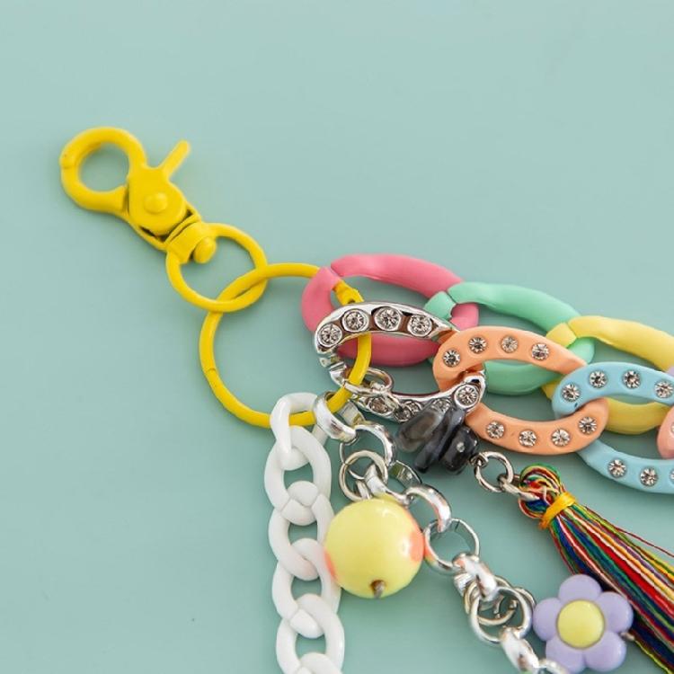 Artisanal Acrylic Key Pendant Accessory Elegant Acrylic Keyring With Tassels Beadwork Fashionable Keychain for Purse Bag