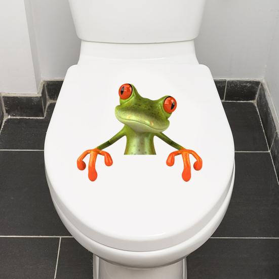Frog Bathroom Toilet Sticker Waterproof Frosted PVC Material Frog Long-lasting Toilet Decorations Decals