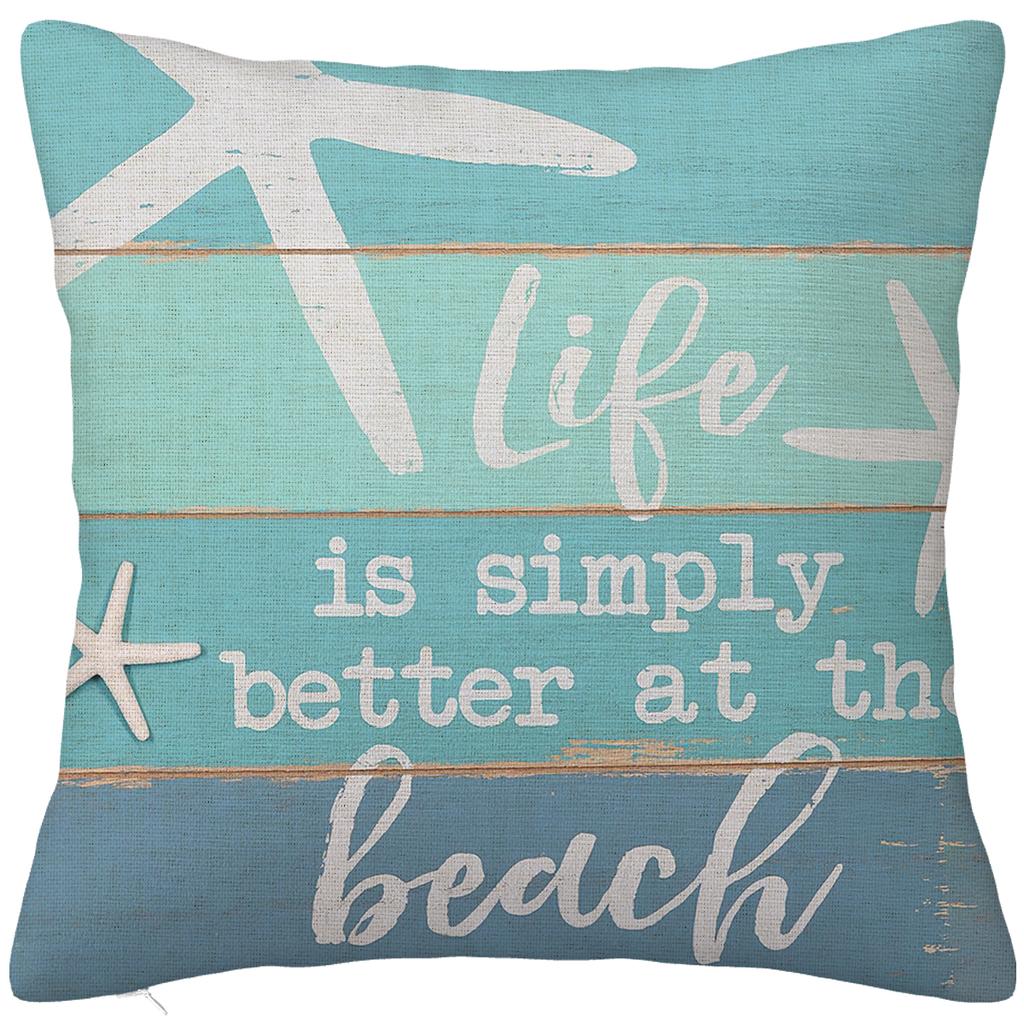 Wood grain marine anchor cyan linen pillowcase sofa cushion cover home decoration can be customized for you 40x40 45x45