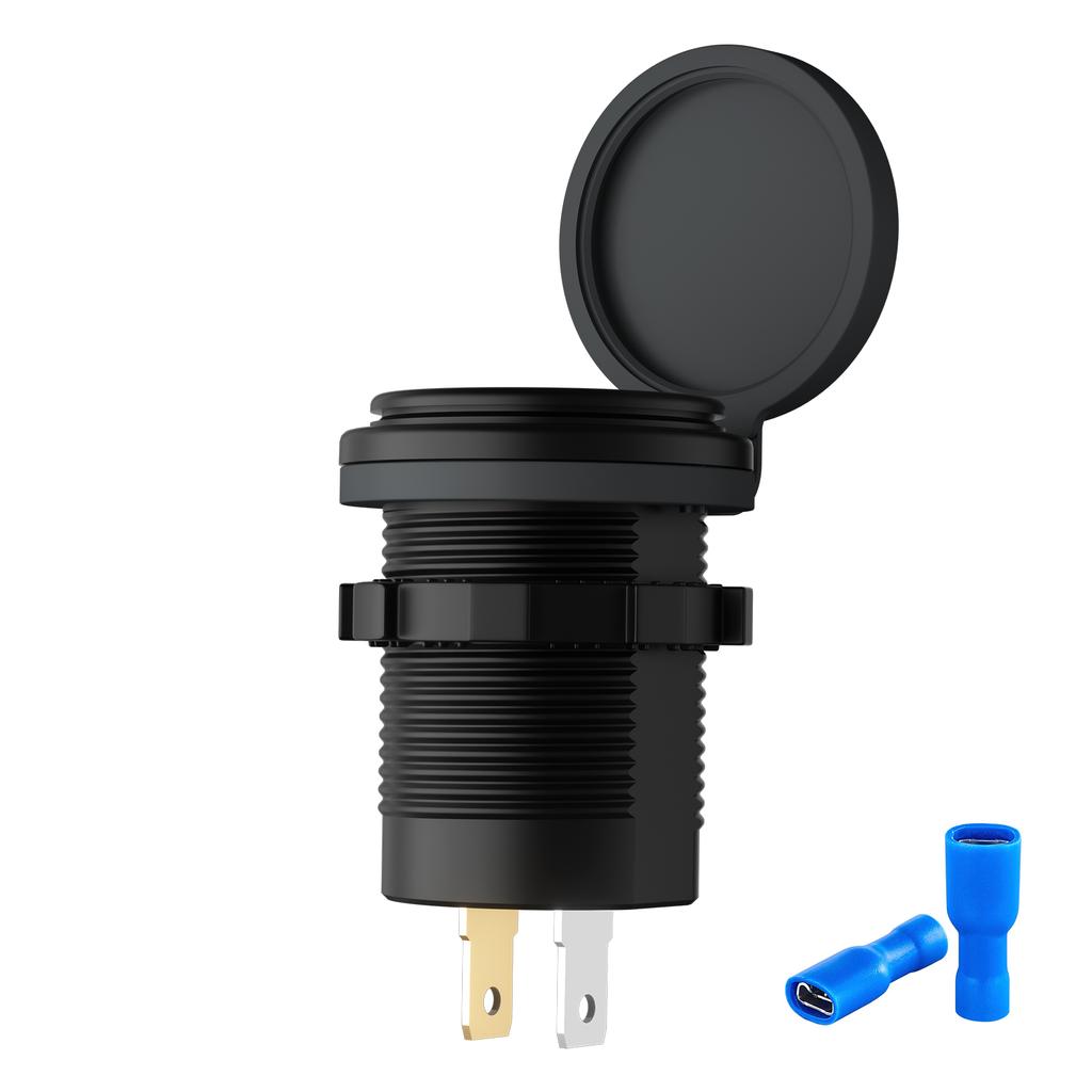 12V-24V Car QC3.0 Fast Charging USB and PD Dual Port for Car Motorcycles, h Bikes, SUVs, Boats IP66 Waterproof Multiple A