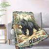 Black Bear In The Jungle Customize Your Name Blanket Warm Comfortable And Soft Blankets Are Suitable For Home Lunch Break Blanket Office Sofa Sofa