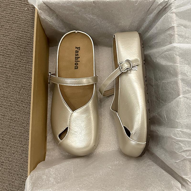 

French retro inner heightening bag head half slippers women s summer outer wear 2025 new versatile sandals one pedal lazy shoes 34 розового золота