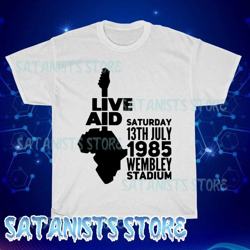 

New Live Aid July 1985 Men s White T-shirt Funny Size S to 5XL S