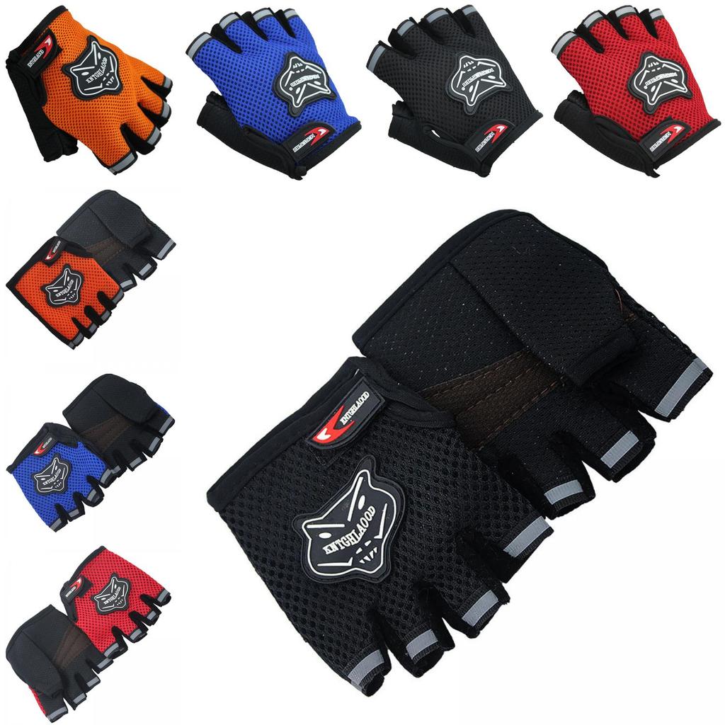 Summer Breathable Mesh Half Finger Cycling Gloves With Fox Head Design For Men And Women