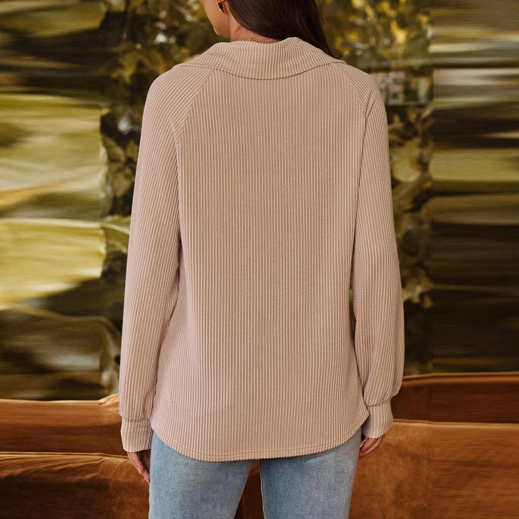 Women's Casual Fashion Long Sleeve Shirt Oversized Solid Color Tops