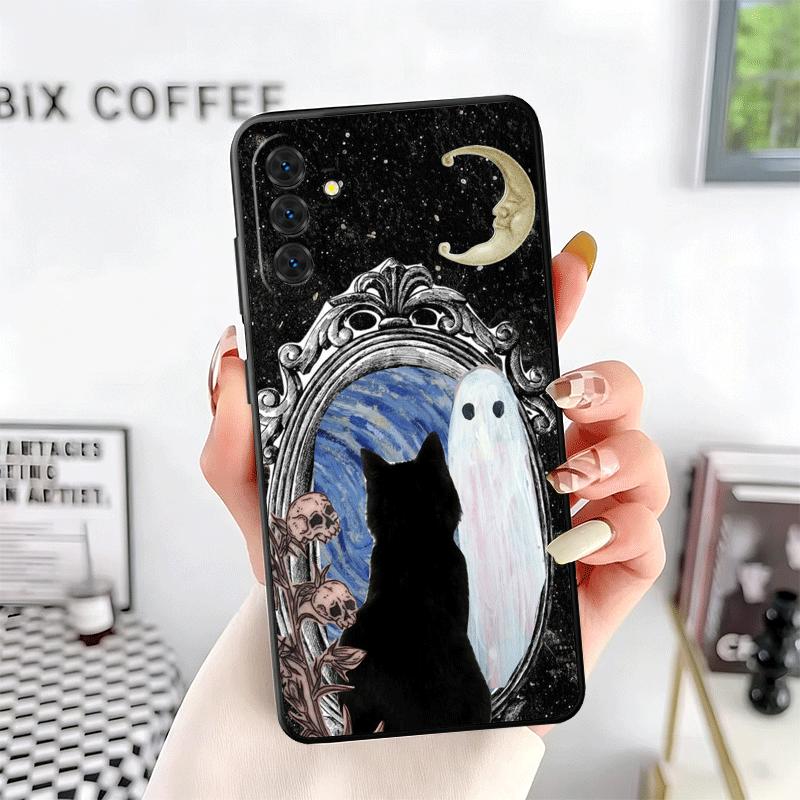 Black Cat Witch Aesthetics Soft Phone Case for Samsung A17 A37 A57 A16 A26 A36 A56 A15 A25 A35 A55 A14 A24 A34 A54 A13 A23 A33 A