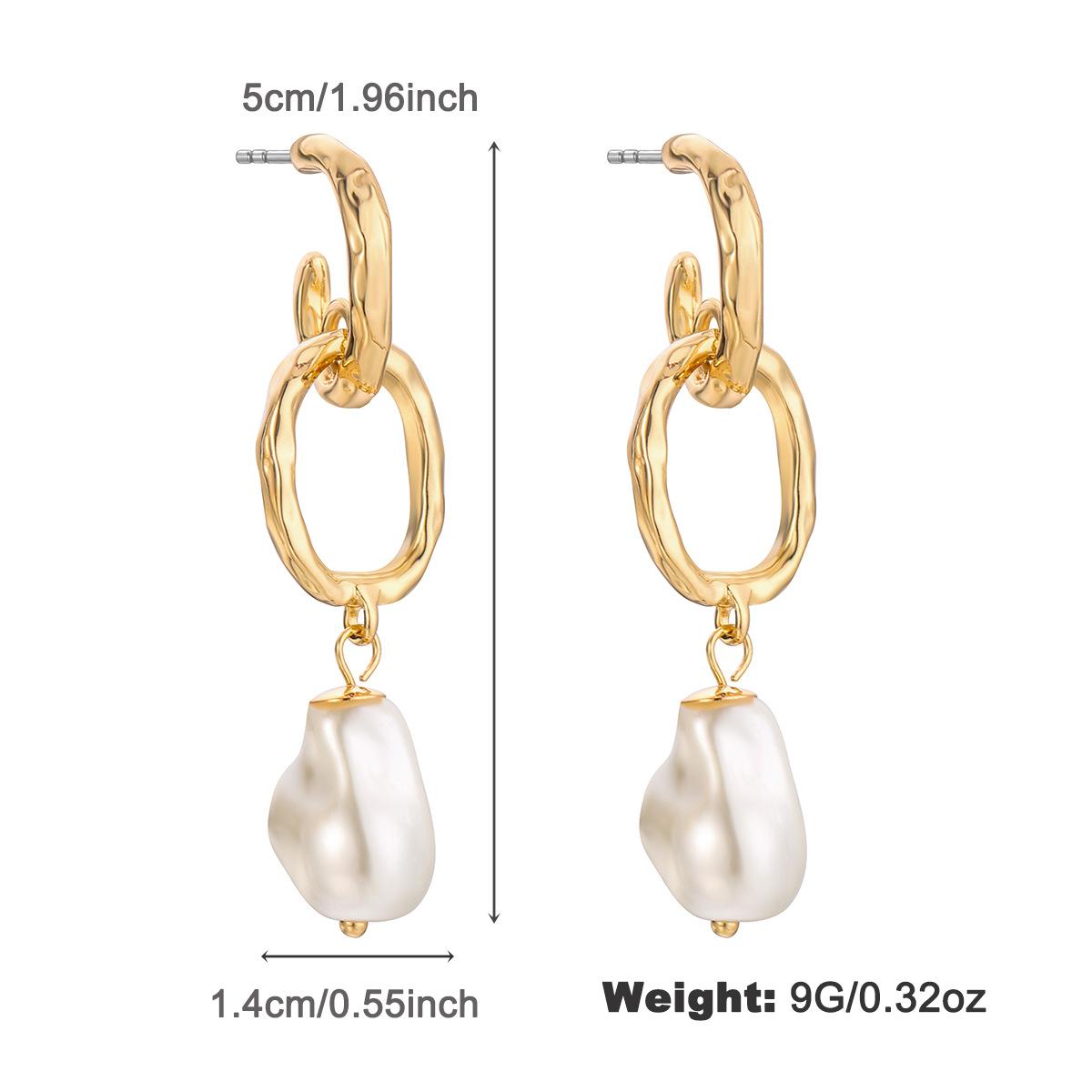 

Design Pearl Package Gold Edge Zinc Alloy Earrings Fashion Metal Glass Pearl Design European and American Retro