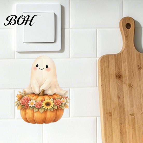 Decorative Socket Plate Covers Cute Ghost Halloween Switch Stickers, Removable Self-Adhesive Outlet Cover Floral Pattern Wall Decor Decals,