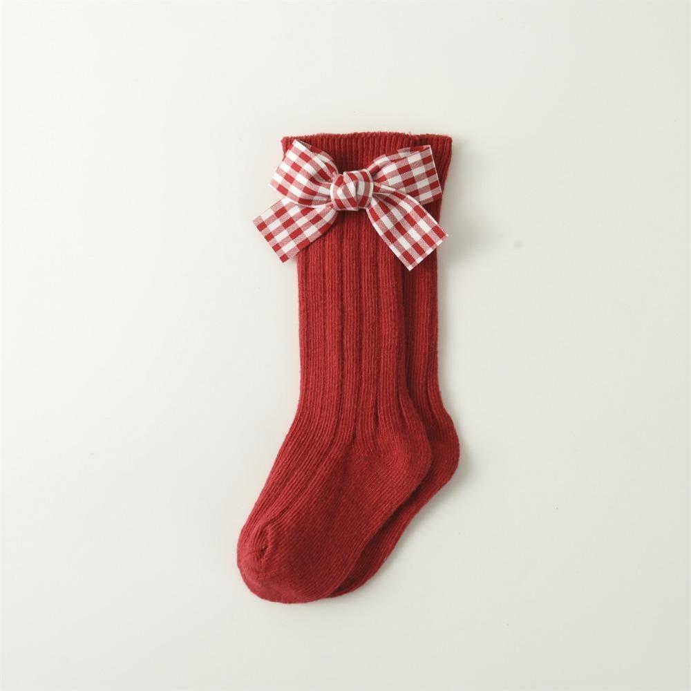 

Bowknot Winter Compression Stocking Casual Red Socks New Bow Middle Tube Socks Autumn Winter 4