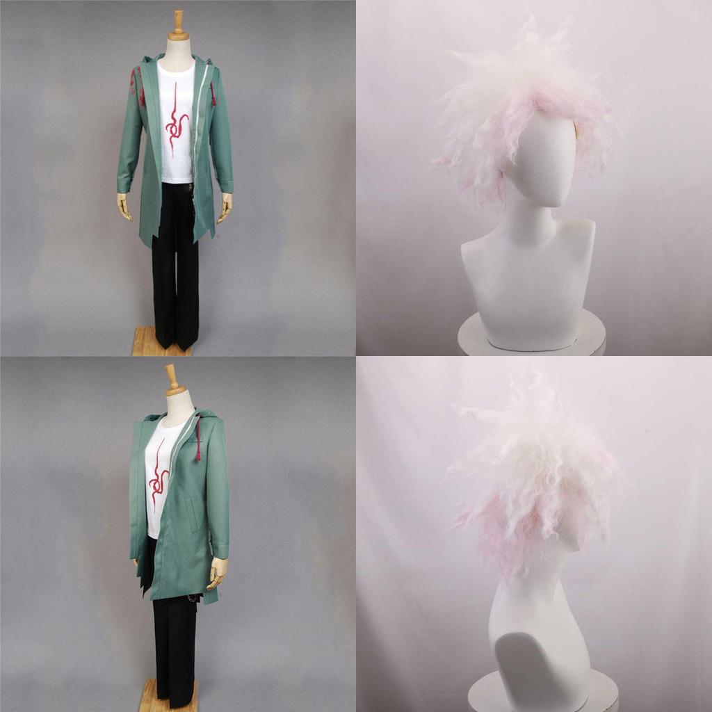 Collezione Premium Cosplay Danganronpa Komaeda Nagito: Cappotto, Pantaloni, Maglietta e Parrucca