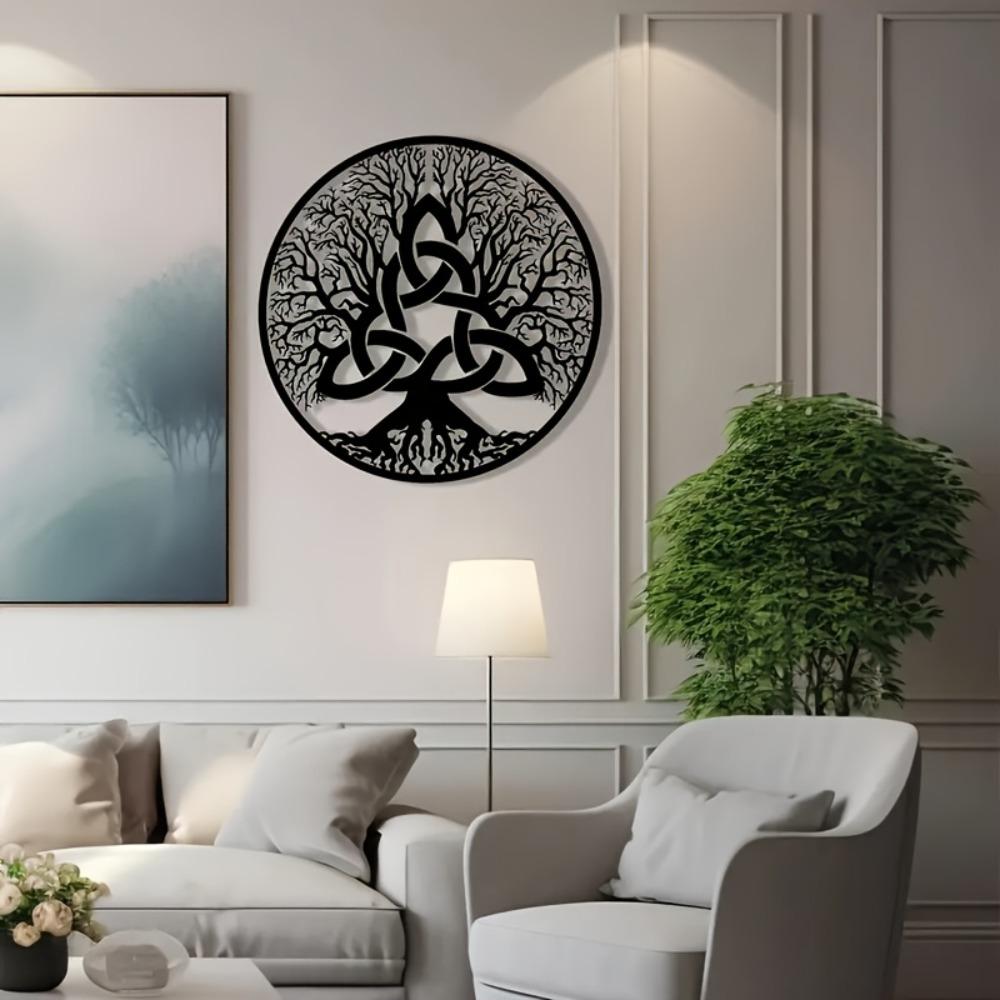 Tree of Life Celtic Knot Metal Wall Decor 2D Flat Modern Home Art Irish Style Unique Love Knot Design Housewarming Gift
