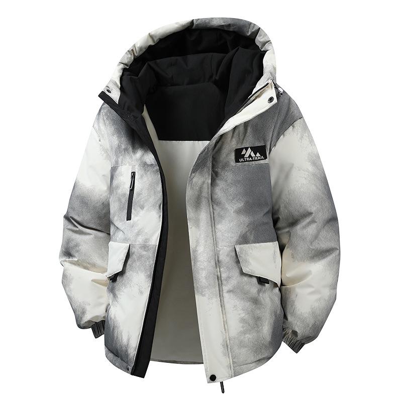 2025 Winter Men's Trendy Korean Tie-Dye Hooded Down Jacket