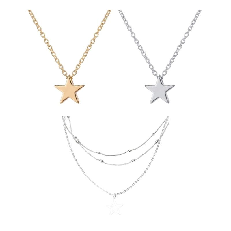 Modern Multi strands Necklace Stylish Star Pendant Neckchains Layers Chokers