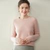Women's Light Luxury Cashmere Cable Knit Sweater - Autumn Winter Slimming Round Neck, Long Sleeve Base Layer.